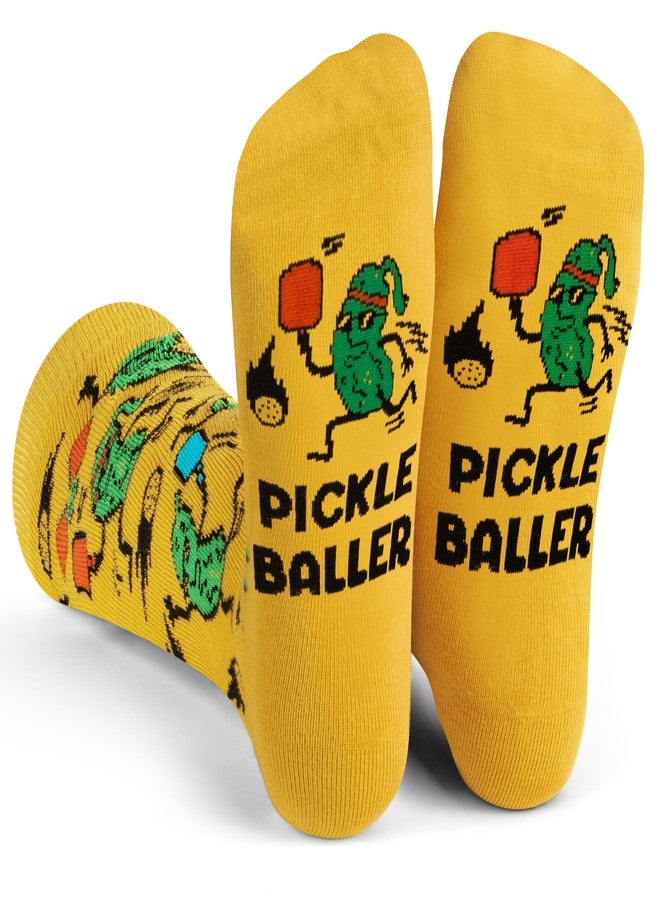 Lavley Funny Pickleball Socks for Adults - Colorful Novelty Gifts for Men, Women, & Teens - Crew Length, One Size Fits Most (US, Alpha, One Size, Regular, Regular, Pickleballer) - Image 1